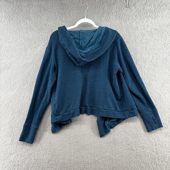 Yala Bamboo sweatshirt hoodie open front with pockets teal S/M casual comfy soft - Picture 3 of 11